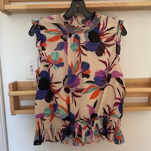 J. Crew floral smocked top, sz 8, great condition